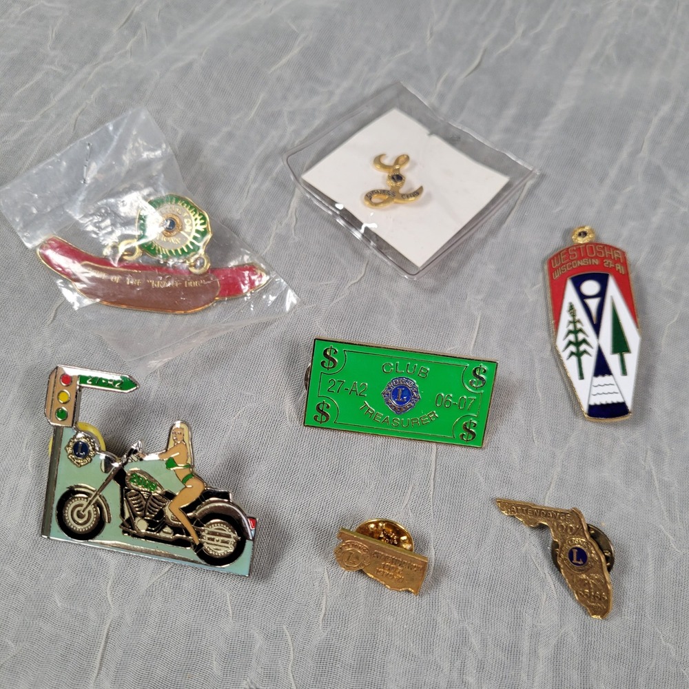 Lions Club International Lapel Pin Lot Motorcycle Westosha Lioness Fraternal